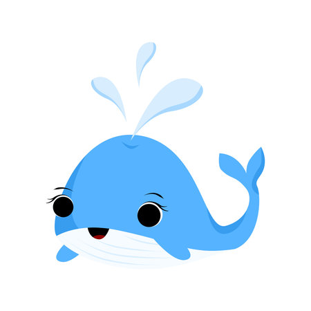 Cute cartoon whale. Vector illustration isolated on a white background.のイラスト素材