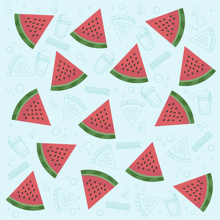 Watermelon seamless pattern. Vector illustration. Hand drawn watermelon.のイラスト素材