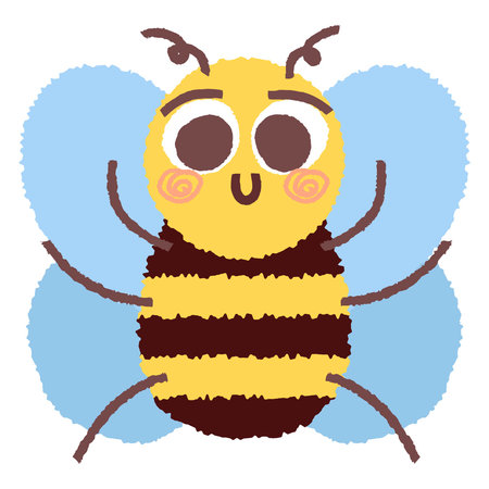 Cute cartoon bee. Vector illustration isolated on a white background.のイラスト素材
