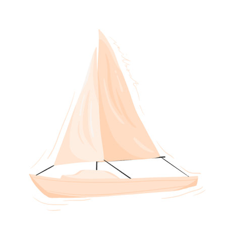 Sailing boat isolated on white background. Vector illustration in cartoon style.の写真素材