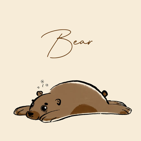 Cute hand drawn brown bear. Illustration of a cute cartoon animal.の写真素材