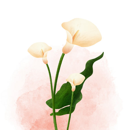 Watercolor calla lily flower. Hand drawn illustration.の写真素材