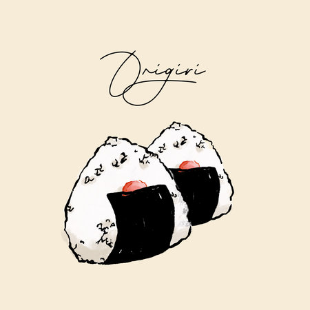 Hand drawn sketch of onigiri. Illustration of Japanese food.の写真素材