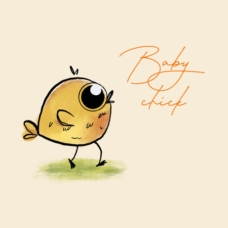 Illustration of a Cute Yellow baby chickの写真素材
