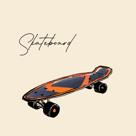 Skateboard. Hand drawn illustration of a skateboard.の写真素材