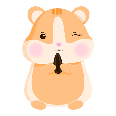 Cute Hamster Holding a Seed Vector Illustrationのイラスト素材