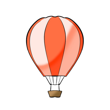 Hot Air Balloon Illustration with Stylized Illustration Cartoonの写真素材