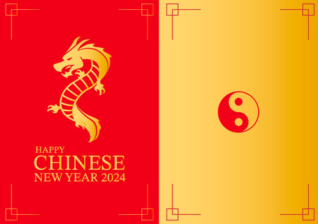 chinese ney year 2024 greeting cardのイラスト素材
