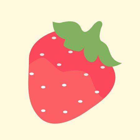 Isolated Strawberry Fruit Vector Drawing with Pastel Yellow Backgroundのイラスト素材