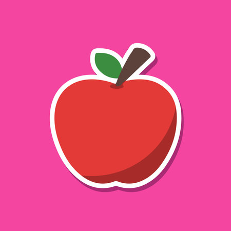 Isolated Apple Fruit Vector Illustration in Pink Backgroundのイラスト素材