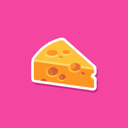 Isolated Cheese Vector Illustration in Pink Backgroundのイラスト素材