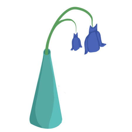 Blue flower in a vase on a white background. Vector illustration.のイラスト素材