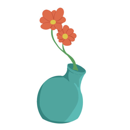 Vase with flowers icon. Flat illustration of vase with flowers vector icon for webのイラスト素材