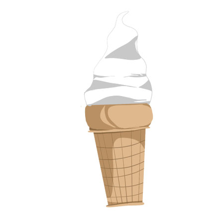 Ice cream in a waffle cone on a white background. Vector illustrationのイラスト素材