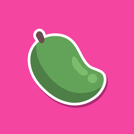 Isolated Mango Fruit Vector Illustration in Pink Backgroundのイラスト素材