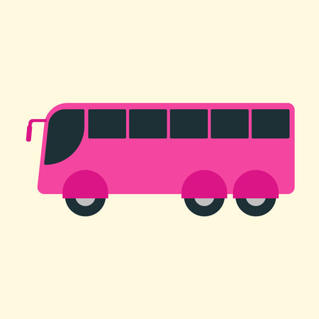Isolated Bus Vehicle Transportation Vector Illustration in Pink Backgroundのイラスト素材