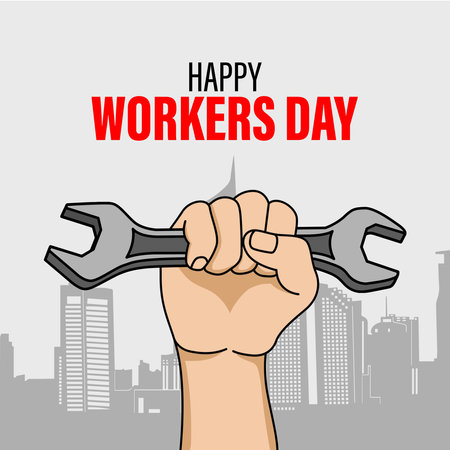 simple workers day greetings vector illustrationのイラスト素材