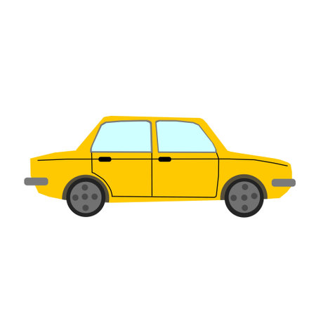 Yellow car icon. Flat illustration of yellow car vector icon for webの写真素材