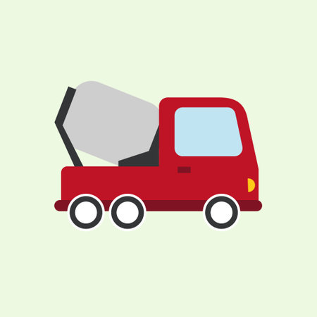 Minimalist Illustration of red truk cementのイラスト素材