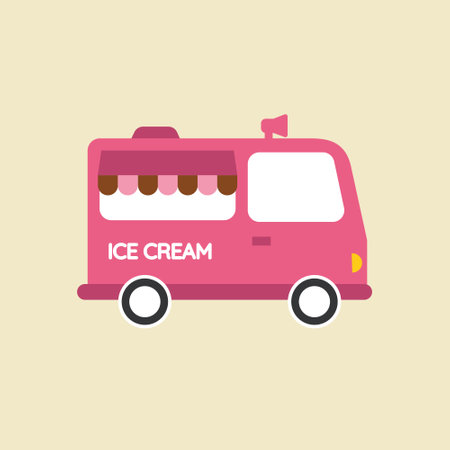 Coffee truck icon in flat style. Fast food vector illustration.のイラスト素材