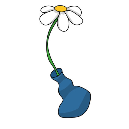 Daisy flower in vase icon in cartoon style on a white background vector illustrationの写真素材