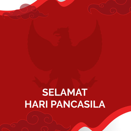 Silhouette of a garuda on a red backgroundの写真素材