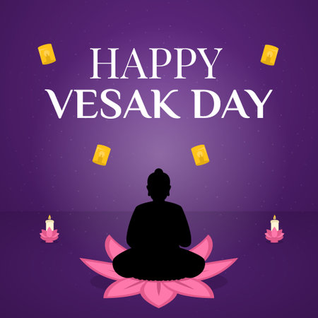 Vector illustration of a background for Vesak Day. Happy Vesak Day.の写真素材