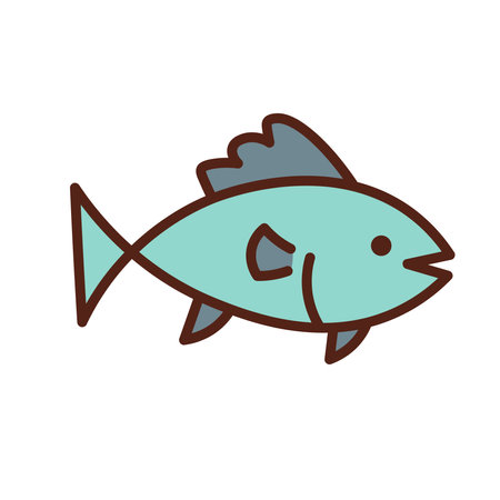 Blue Cute Fish Vector Illustrationの写真素材