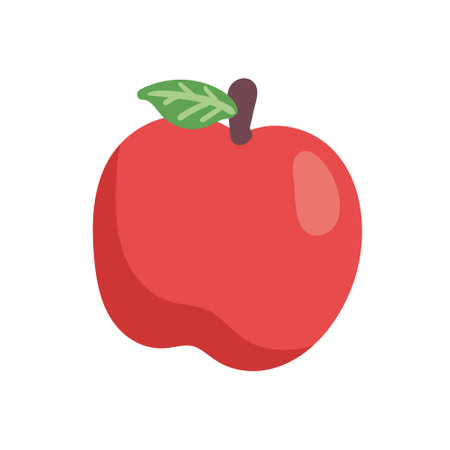 Red apple icon in flat color style. Healthy food vector illustration on white isolated background.の写真素材