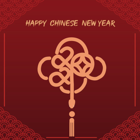 Happy Chinese New Year greeting card. Vector illustration in red color.の写真素材