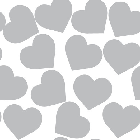 Seamless pattern of various hearts, gray on whiteの写真素材