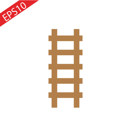 Flat design style vector illustration of brown wooden ladder symbol icon on white background.のイラスト素材