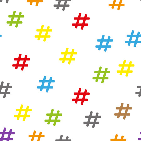 Flat design abstract colorful hashtag symbol seamless pattern background.のイラスト素材