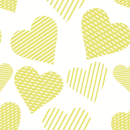 Seamless pattern with yellow hearts. Hand drawn vector illustration. Decorative elements for design. Creative art workのイラスト素材