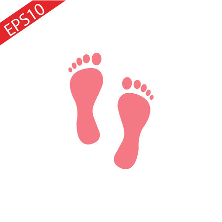 footprint - red vector icon with shadow on white backgroundのイラスト素材