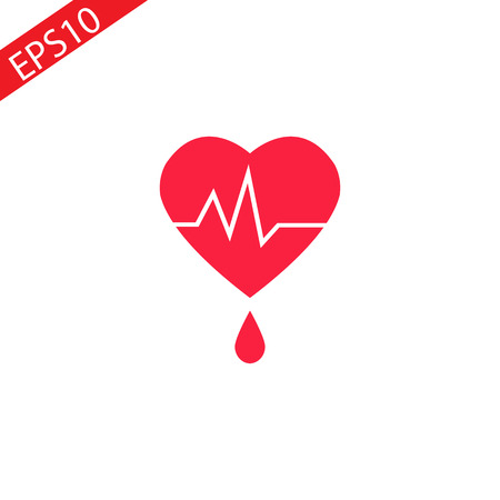 Blood Donation vector illustration with red heart and drop counter. Blood Donation line art concept with the red line connecting dropper and heart. Lifesaver campaign template graphic design.の写真素材