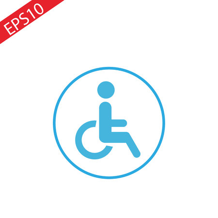 Disabled Person rounded icon. Vector illustration style is a gray flat iconic disabled person symbol inside a circle. Additional color variants are black, gray, green, blue, red, orange.のイラスト素材