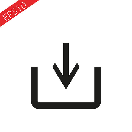 Download icon flat white background. Vector download iconのイラスト素材