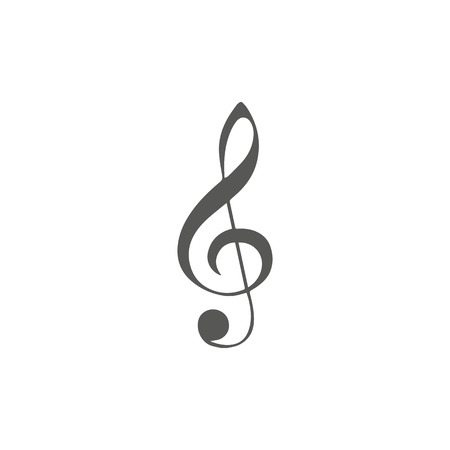 Vector simple icon for music theme. Illustration of treble clef on white background with blur shadow. Elements for design.のイラスト素材