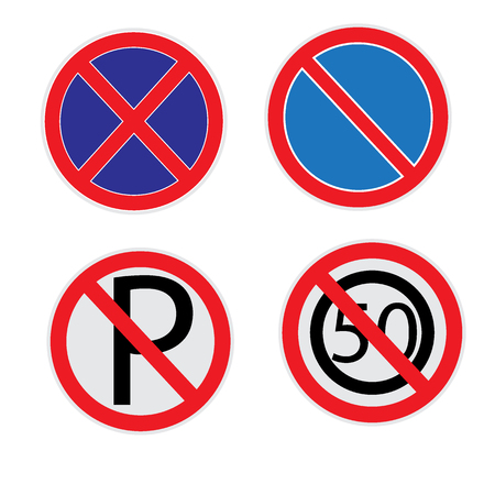 No parking sign set on white background.のイラスト素材