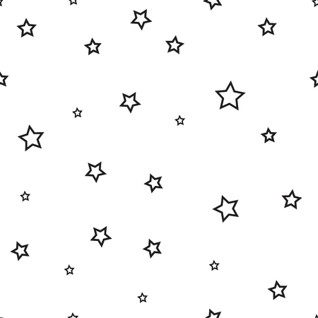 Star seamless pattern. Black and white retro background. Chaotic elements. Abstract geometric shape texture.のイラスト素材