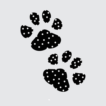 Paw Print. Vector on grey backgroundのイラスト素材