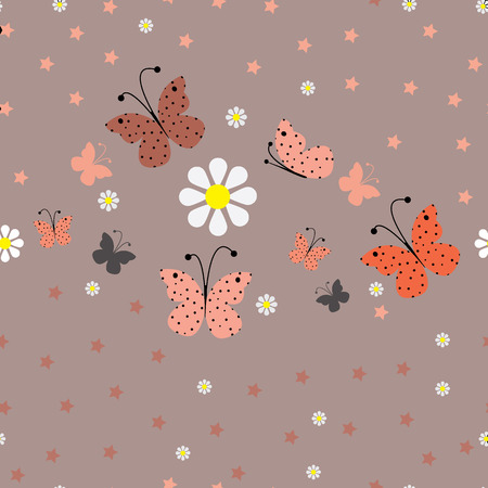 starfish butterflies on a colored background.のイラスト素材