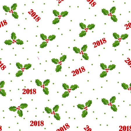 Christmas holly berries seamless patternのイラスト素材