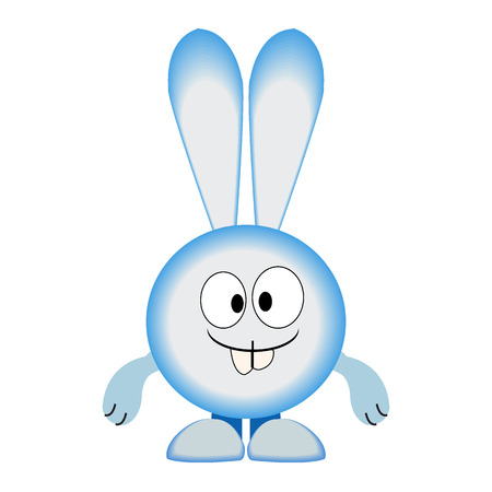 Isolated vector funny blue white bunny rabbit on the white backgroundのイラスト素材
