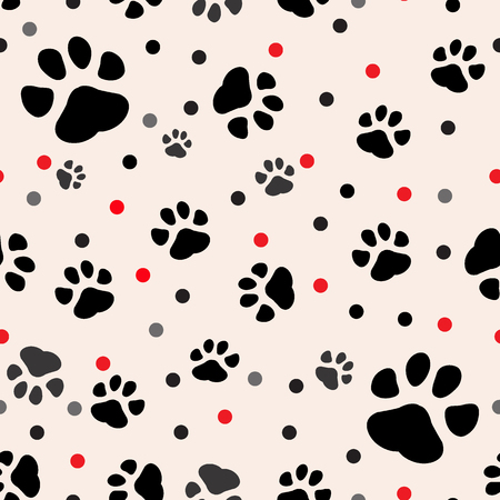 Paw print seamless. Traces of Cat Textile Pattern. Cat footprint seamless pattern.のイラスト素材