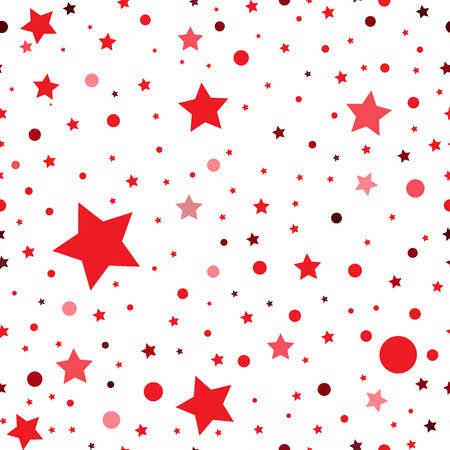 Seamless pattern with red stars. Watercolor stars drawn by hand. Illustration of stars.のイラスト素材