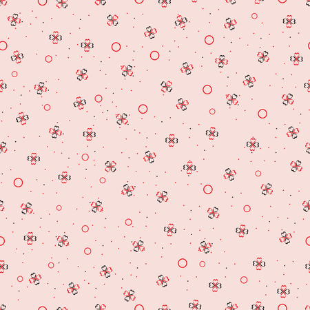Cute feminine seamless pattern. Cartoon flowers, hearts and dots. Pastel colour. Vector illustration.のイラスト素材