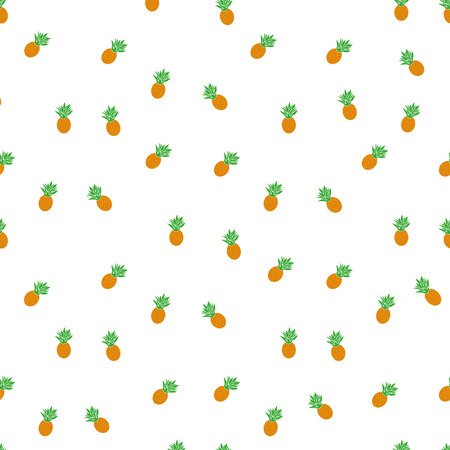 Tropical ananas pineapple fruit seamless pattern on white background. Vector illustration for textile print, wallpaper, fashion design .のイラスト素材