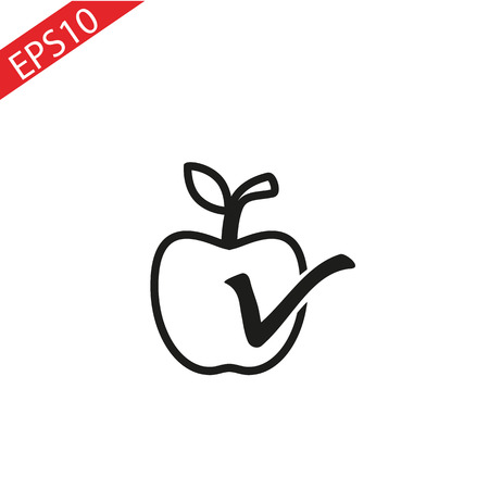 Sticker apple with leaf . Vector realistic illustration. Fresh isolated fruit .のイラスト素材